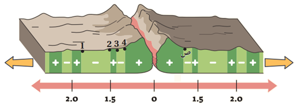 تتابعات الأشرطة المغناطيسية عند مركز التوسع تتابعات الأشرطة المغناطيسية عند مركز التوسع