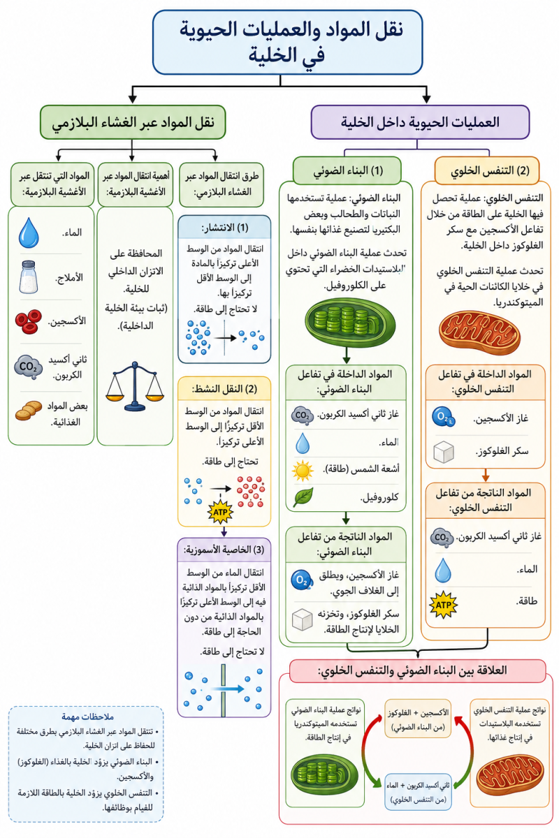 نقل المواد والعمليات الحيوية في الخلية