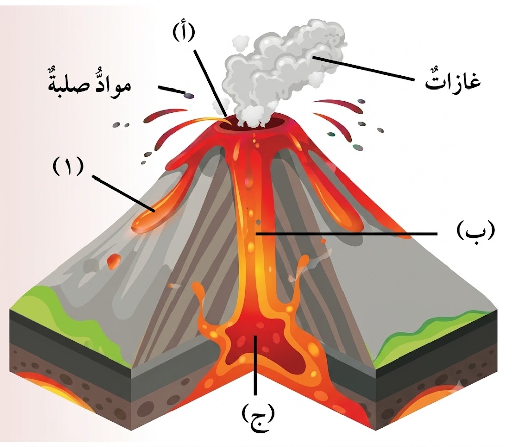 أجزاء البركان